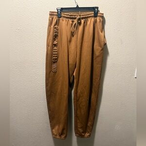 PRETTYLITTLETHING GOLDEN BROWN SCUBA EMBOSSED JOGGERS
